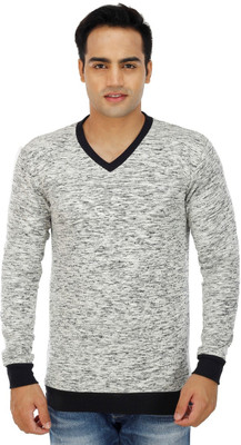 AGINOS Self Design V-neck Casual Men Multicolor Sweater