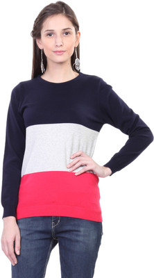 

Kalt Striped Round Neck Casual Women Multicolor Sweater