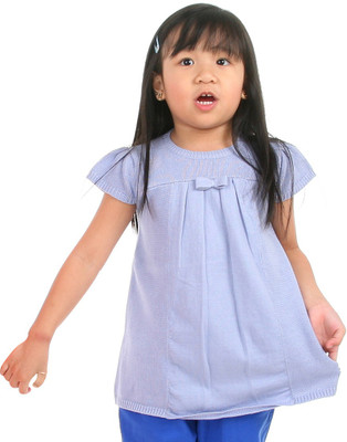 

Cherry Crumble California Solid Round Neck Casual Girls Blue Sweater, Sky blue