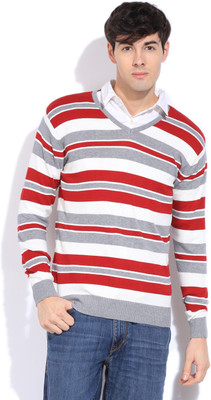 

Sports 52 Wear Striped Casual Men Red, Grey, White Sweater, Red.l.gry-