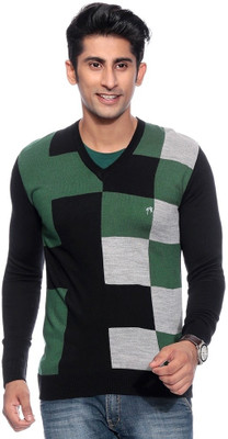 Fabtree Geometric Print V-neck Casual Men Green, Black Sweater Fabtree Geometric Print V-neck Casual Men Green, Black Sweater