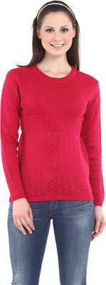 

Miss Grace Self Design Round Neck Casual Women Pink Sweater