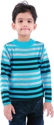 

Dee Venice Striped Round Neck Casual Baby Girls Light Blue Sweater, Sky blue