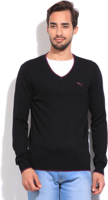 

Puma Solid V-neck Casual Men Black sweater