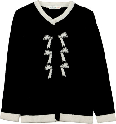 

Beebay Solid Round Neck Casual Girls Black Sweater