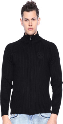 

Sports 52 Wear Solid V-neck Casual Men Black Sweater