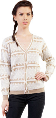 

Pazaro Self Design V-neck Casual Women Beige Sweater
