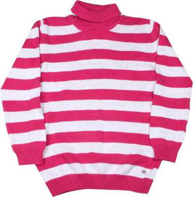 

FS Mini Klub Striped Round Neck Girls Pink Sweater, Pinkstriper