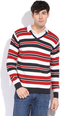 

Sports 52 Wear Striped Casual Men Red, White, Grey Sweater, Red.d.gry-