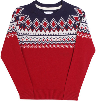 

US Polo Kids Self Design Round Neck Casual Boys Dark Blue, Red Sweater, Burgundy