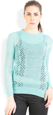 

Lee Solid Round Neck Casual Women Green Sweater, Lagoon