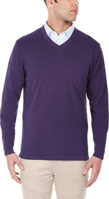 

Being Fab Solid V-neck Casual Men Purple Sweater