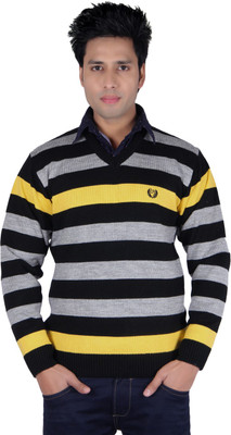 Leebonee Striped V Neck Casual Men Multicolor Sweater