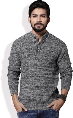 Roadster Solid Round Neck Casual Men Grey Sweater