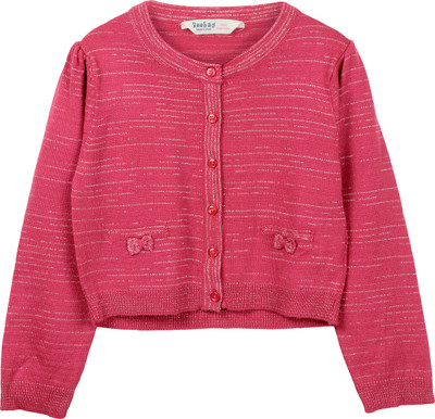 

Beebay Solid Round Neck Casual Girls Orange Sweater, Coral
