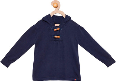 

Cherry Crumble California Solid Round Neck Casual Baby Girls Blue Sweater, Navy blue