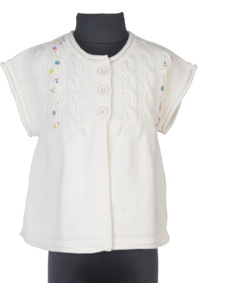 

Addyvero Embroidered Round Neck Casual Girls White Sweater, Floral white