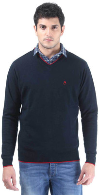 

Consul Solid V-neck Casual Men Dark Blue Sweater, Navy