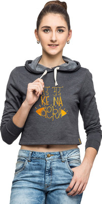 

Campus Sutra Full Sleeve Printed Women Sweatshirt, Charcoal