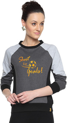 

Campus Sutra Full Sleeve Printed Women Sweatshirt, Charcoal