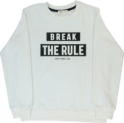 

Indirang Full Sleeve Printed Boys Sweatshirt, White