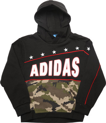 

ADIDAS Full Sleeve Self Design Boys Sweatshirt, Black/multco/scarle