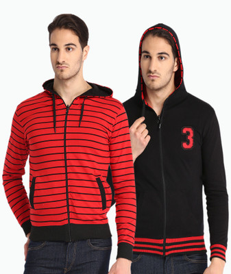 

Sports 52 Wear Full Sleeve Striped Men's Sweatshirt, Red.