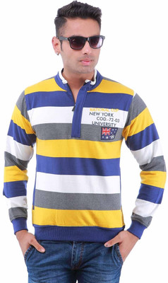 

Oceanic Full Sleeve Striped Men's Sweatshirt, Gold