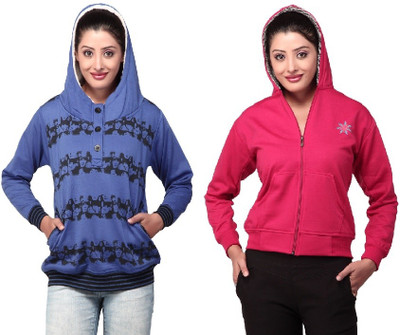 Thinline Full Sleeve Printed Women's Sweatshirt, Blue;red