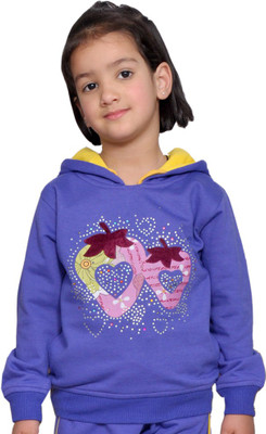 Shaun Full Sleeve Printed Girls Sweatshirt, Blue