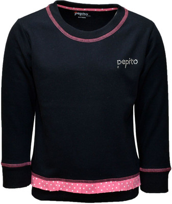 

Pepito Full Sleeve Solid Girls Sweatshirt, Black