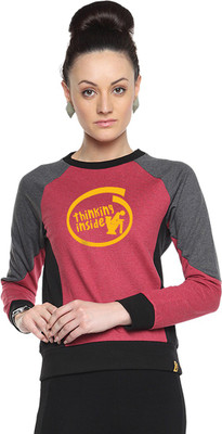 

Campus Sutra Full Sleeve Printed Women Sweatshirt, Maroon