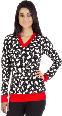 

Vea Kupia Full Sleeve Printed Women's Sweatshirt, Black & white;red