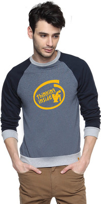 Campus Sutra Full Sleeve Printed Men Sweatshirt, Denim