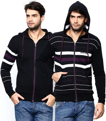 

Sports 52 Wear Full Sleeve Striped Men's Reversible Sweatshirt, Black