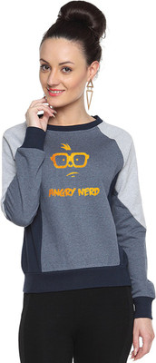 

Campus Sutra Full Sleeve Printed Women Sweatshirt, Denim