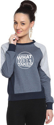 

Campus Sutra Full Sleeve Printed Women Sweatshirt, Denim