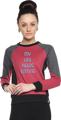 

Campus Sutra Full Sleeve Printed Women Sweatshirt, Maroon