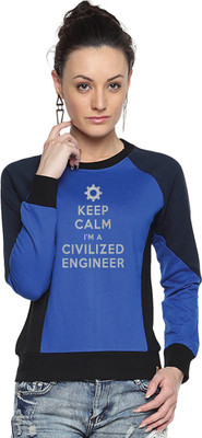 

Campus Sutra Full Sleeve Printed Women Sweatshirt, Royal blue
