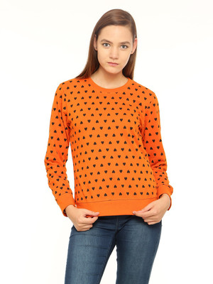 

Vvoguish Full Sleeve Printed Women's Sweatshirt, Orange_137