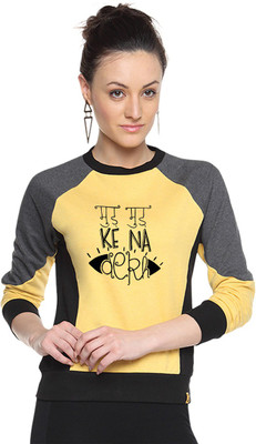 

Campus Sutra Full Sleeve Printed Women Sweatshirt, Yellow
