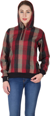 

Hypernation Full Sleeve Checkered Women's Sweatshirt, Red