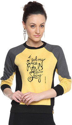 

Campus Sutra Full Sleeve Printed Women Sweatshirt, Yellow