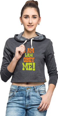 

Campus Sutra Full Sleeve Printed Women Sweatshirt, Charcoal
