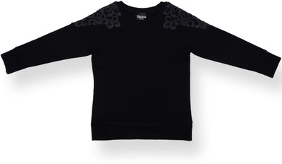 

Ventra Full Sleeve Self Design Girls Sweatshirt, Black
