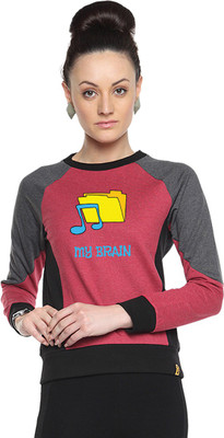 

Campus Sutra Full Sleeve Printed Women Sweatshirt, Maroon