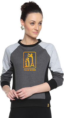 

Campus Sutra Full Sleeve Printed Women Sweatshirt, Charcoal