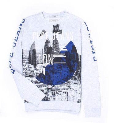 

Pepe Jeans Full Sleeve Graphic Print Boys Sweatshirt, Ash melange