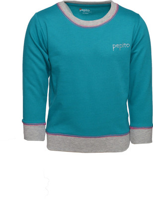 

Pepito Full Sleeve Solid Girls Sweatshirt, Teal