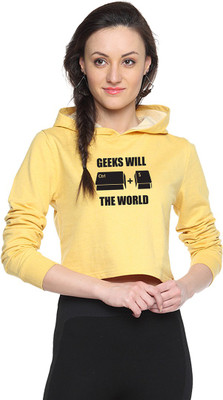 

Campus Sutra Full Sleeve Printed Women Sweatshirt, Yellow
